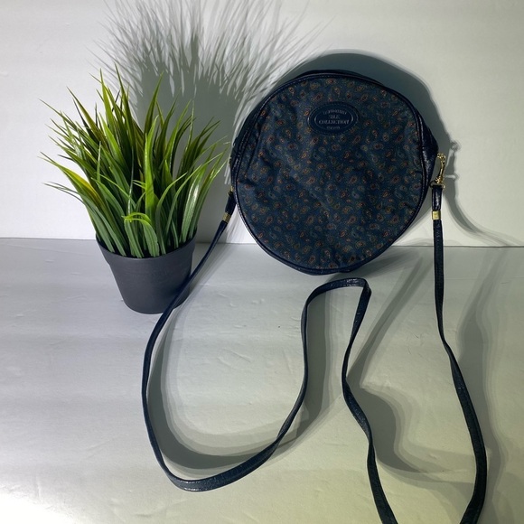 David Evans Silk Circle Crossbody Purse with Mini Bag, Navy Blue with Flowers - Picture 2 of 9